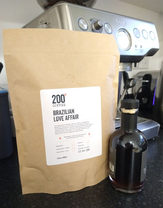 Homemade coffee liqueur made from local 200 Degrees coffee.