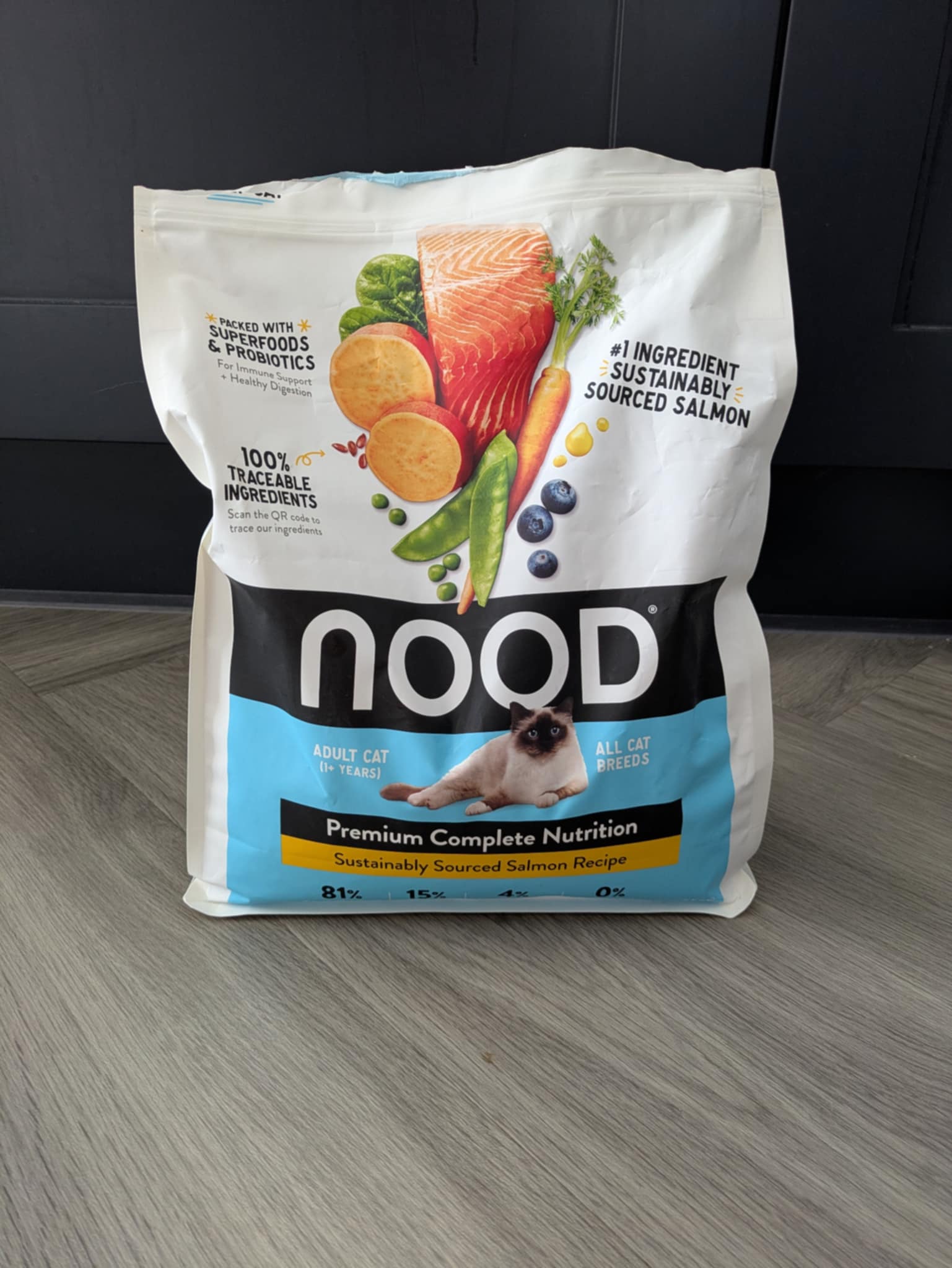 A 3kg bag of Nood dry food for cats.