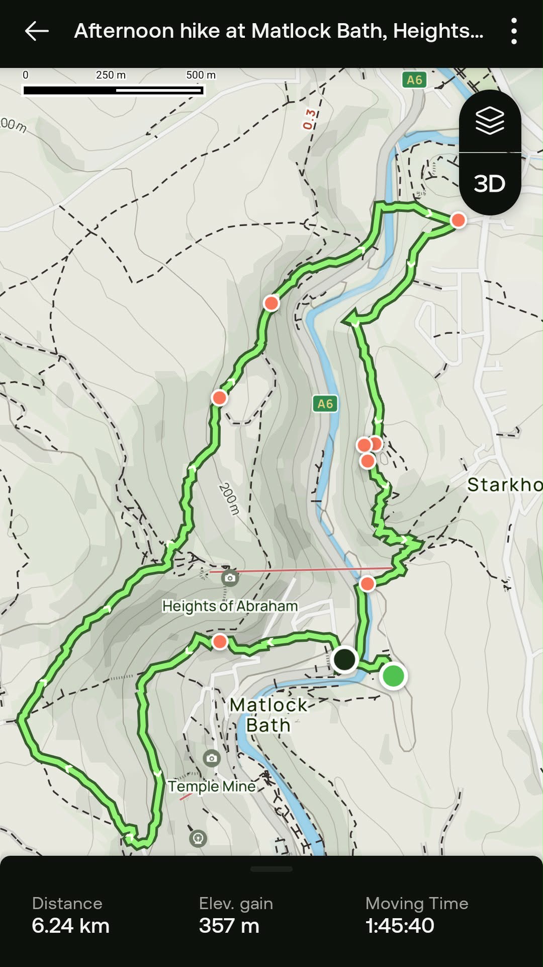 The Alltrails map of the route we took.