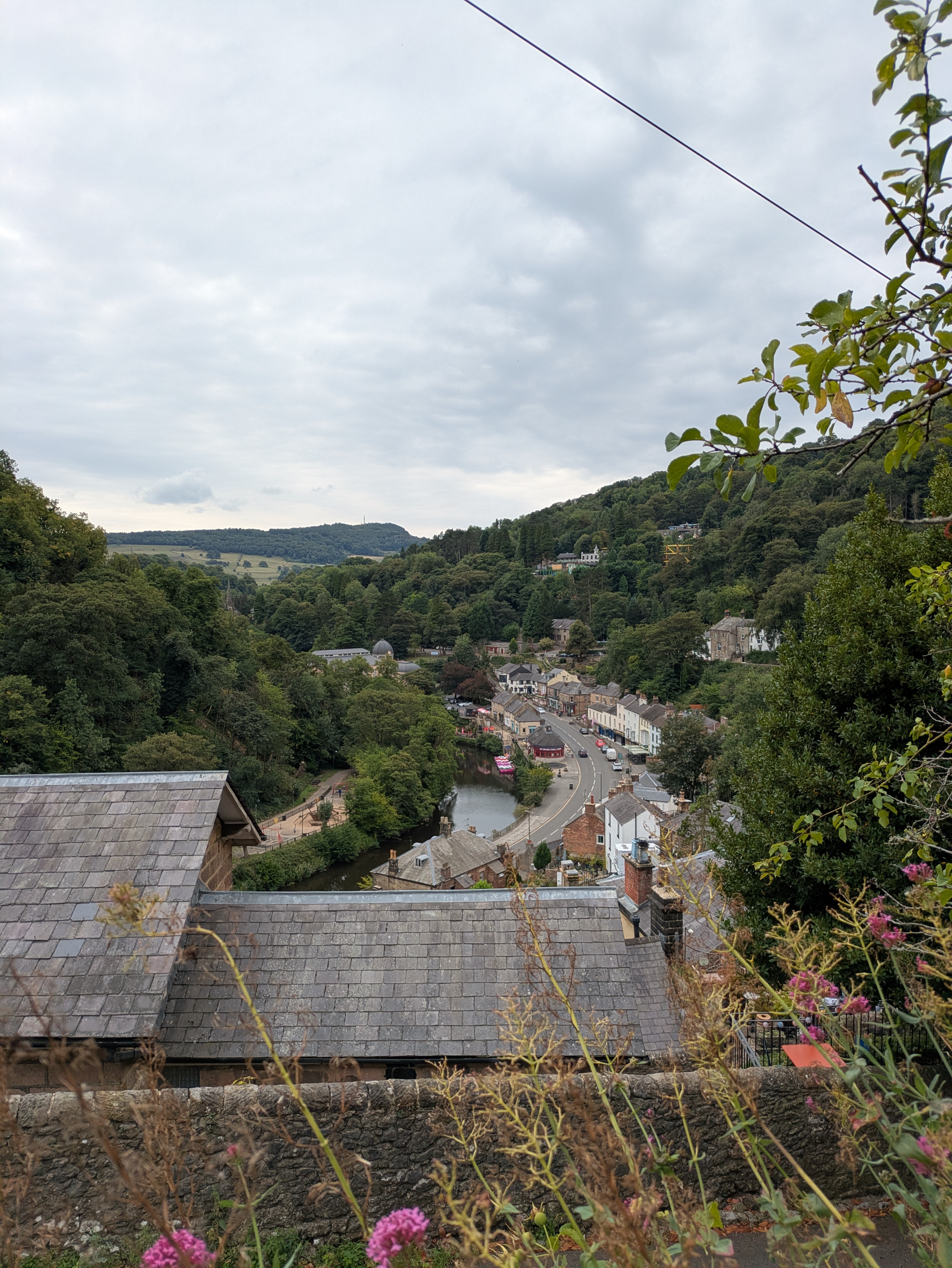 The view of Matlock Bath from above, as you climb the first steep hill of the walk.